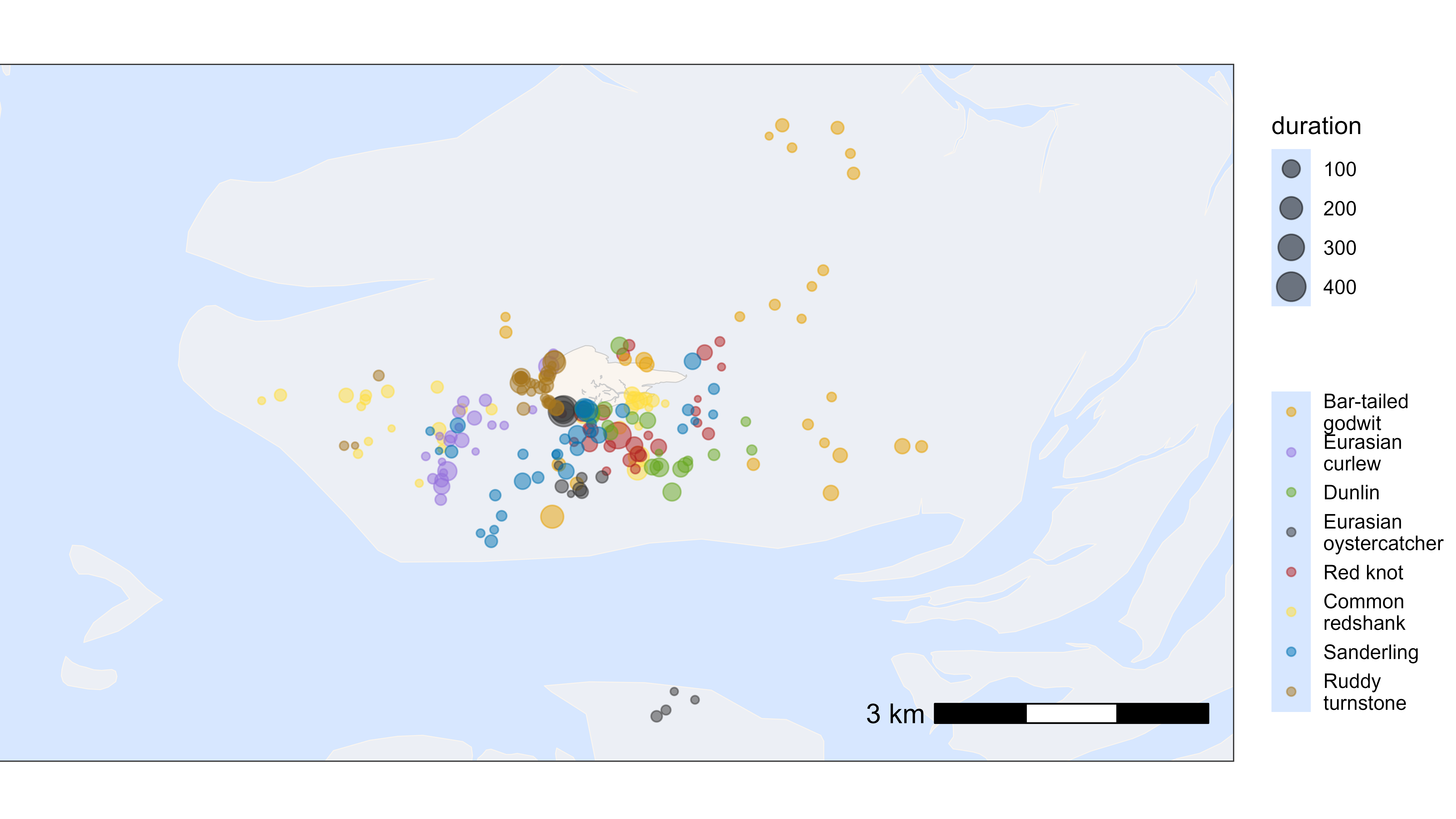 residence patches colored by species