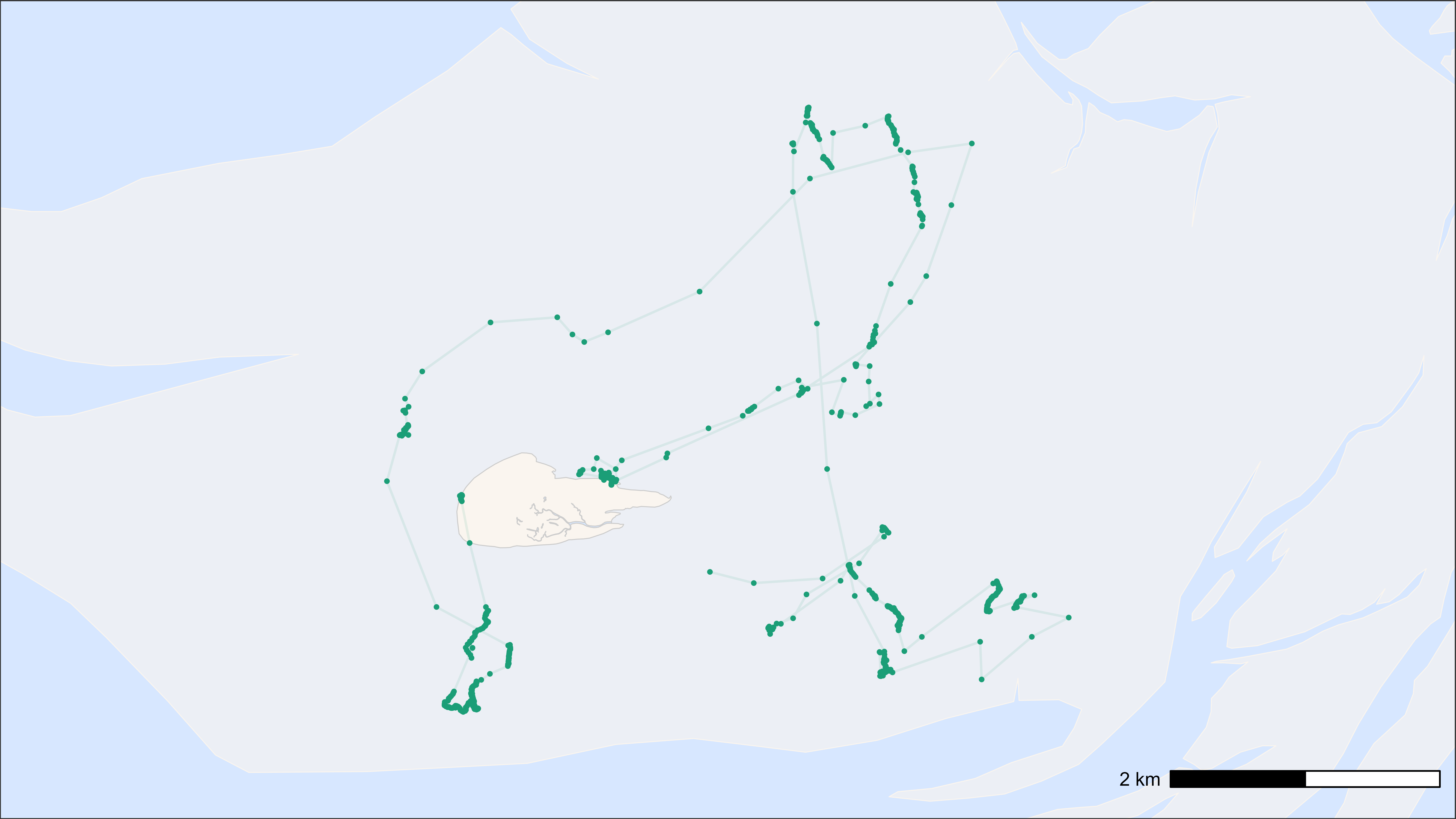 Points and tracks on basemap