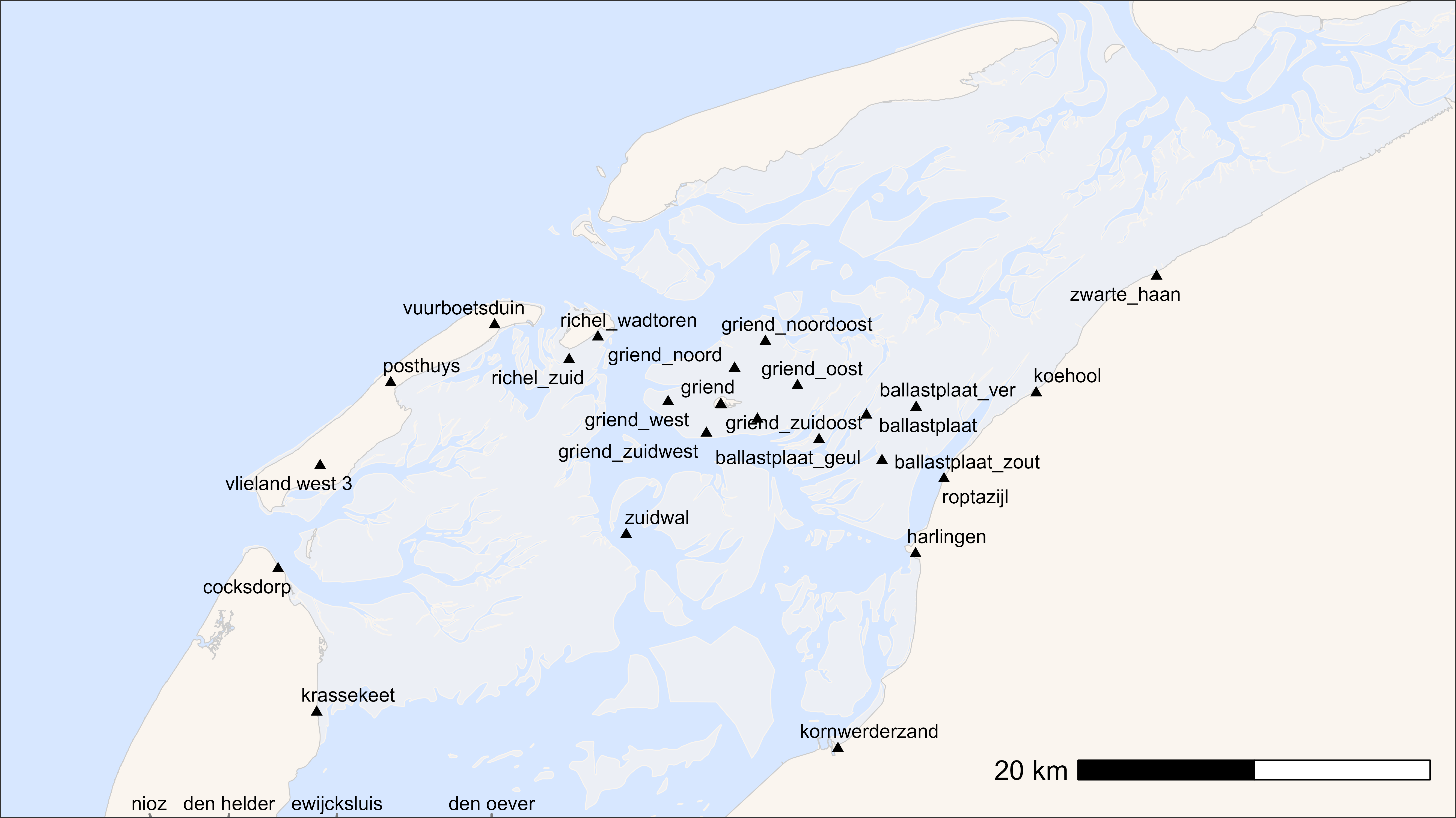 basemap with receivers and label