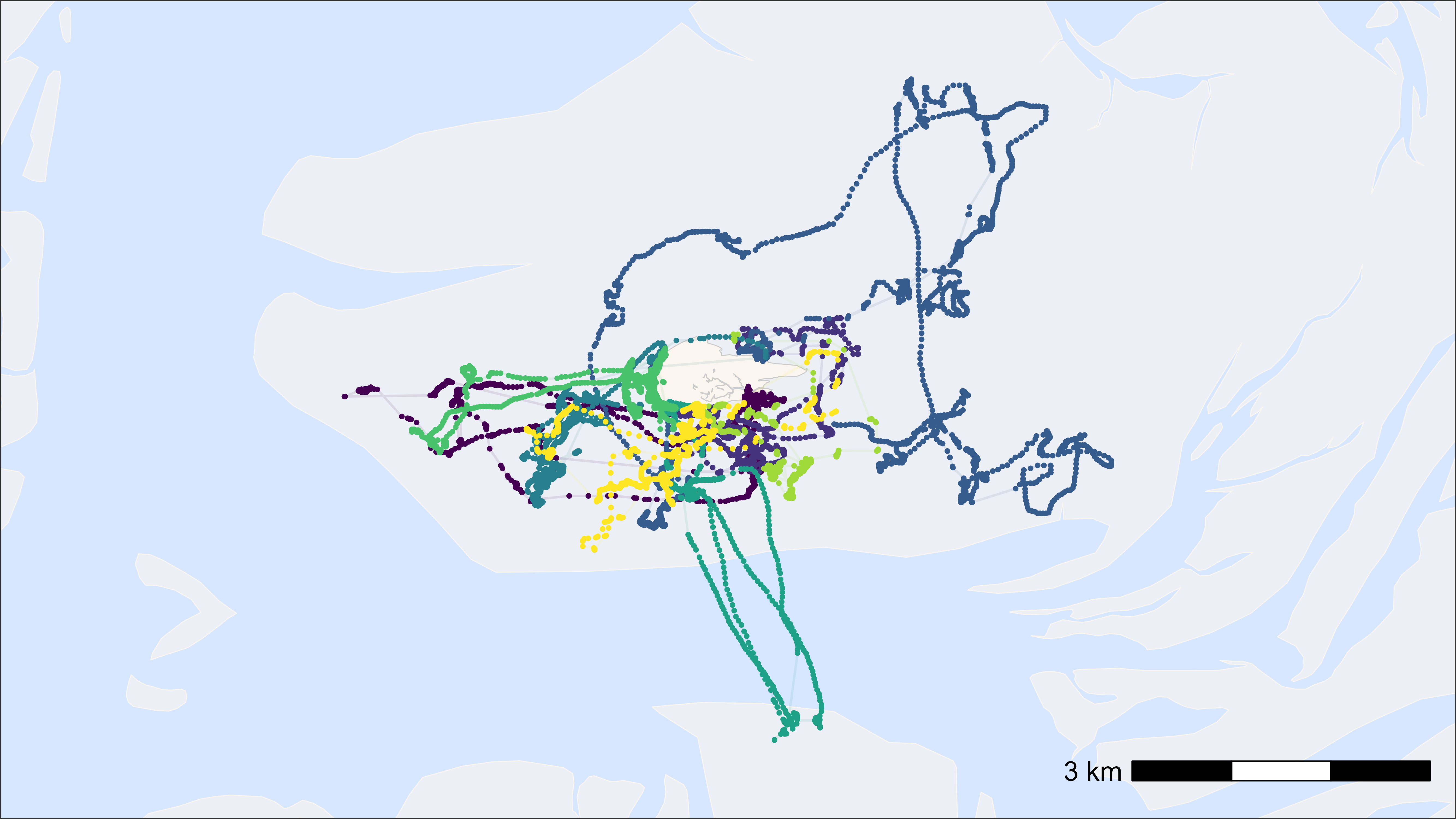 Points and tracks on a simple basemap by tag ID
